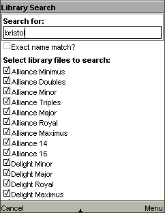 Enter a partial string to be matched against method names, and select the libraries to be searched (defaults to all).