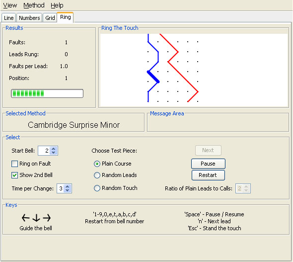 Simulate 'Cambridge Surprise Minor' in the comfort of your chair.