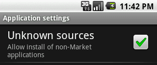 Allow installation from 'Unknown Sources'.