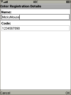 Entering registration details for JBlueLineME.